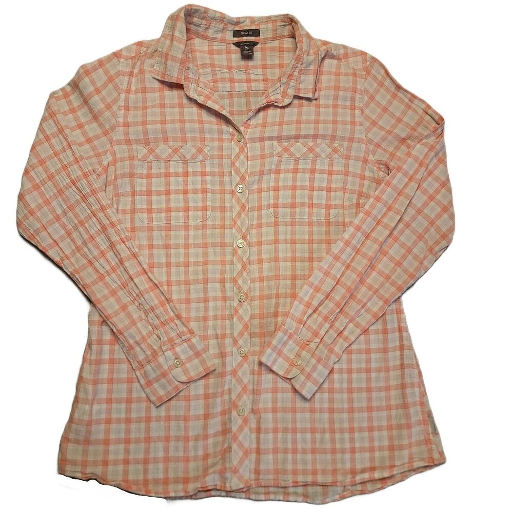 Eddie Bauer Women’s M  Shirt  Classic Fit Long Sleeve Plaid Button Down Pockets